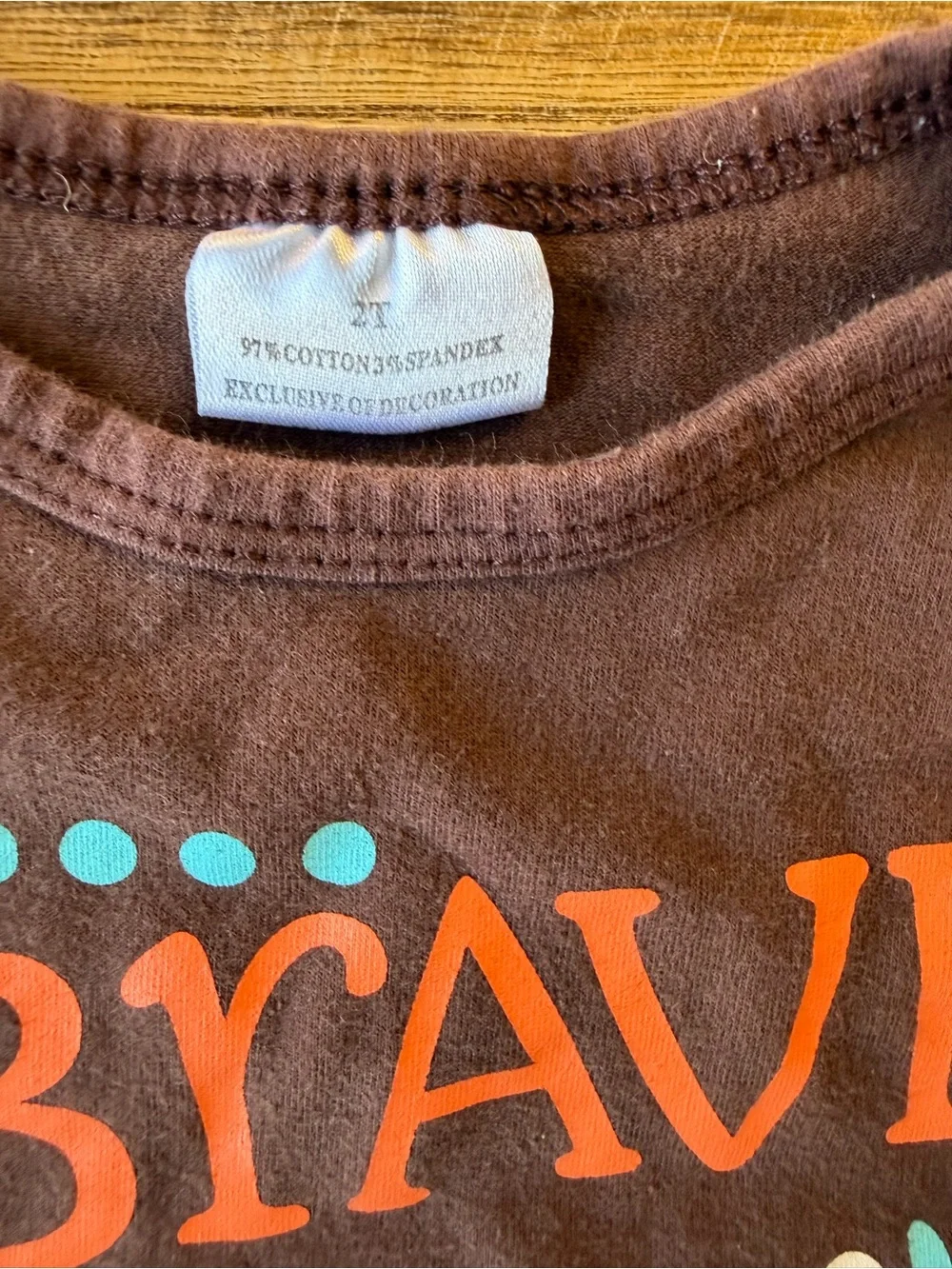 Kids Brown 'Be Brave Be Strong' Matching Set with Polka Dot Pants Girls Size 2T